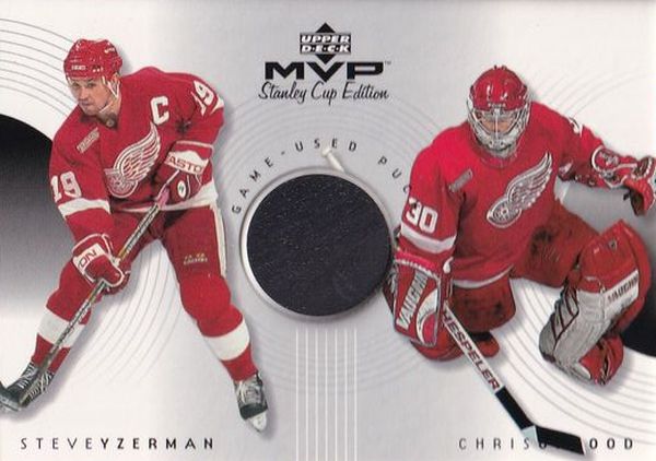 puck karta YZERMAN/OSGOOD 99-00 MVP Stanley Cup Game-Used Puck číslo GC-YO